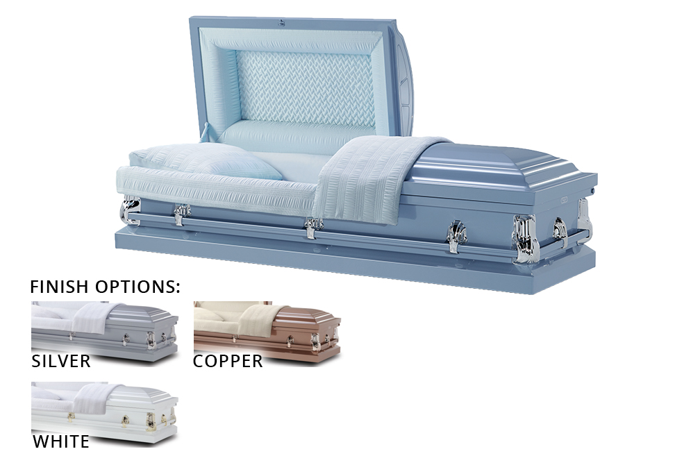 light blue casket