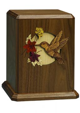 Hummingbird Dimensional Wood Urn