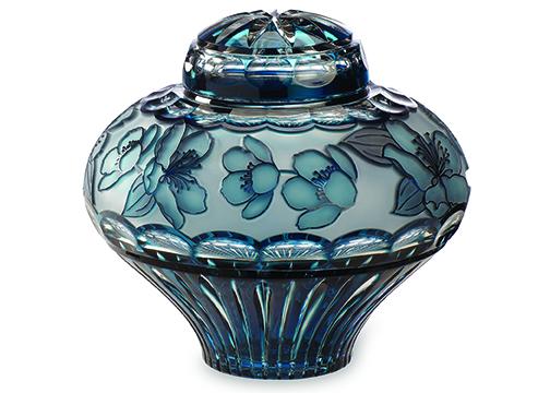 Crystal Lily Azure Blue Urn