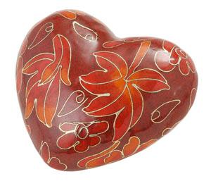 Autumn Leaves Cloisonné Heart Memento