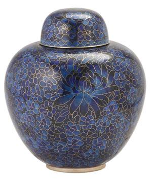 Blue Cloisonné Cremation Urn