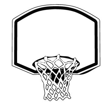 Sports Clipart: Large Black Bold Basketball Hoop and Back 