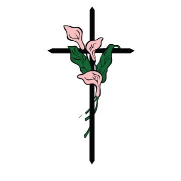 Cross with Calla Lilies Color