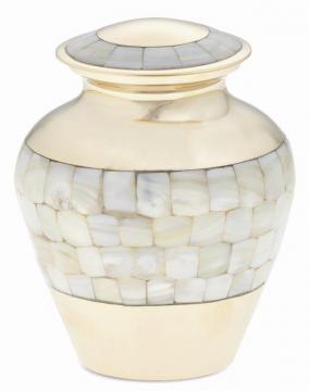 Amber Polished Marble Decorative Cremation Urn with Lid
